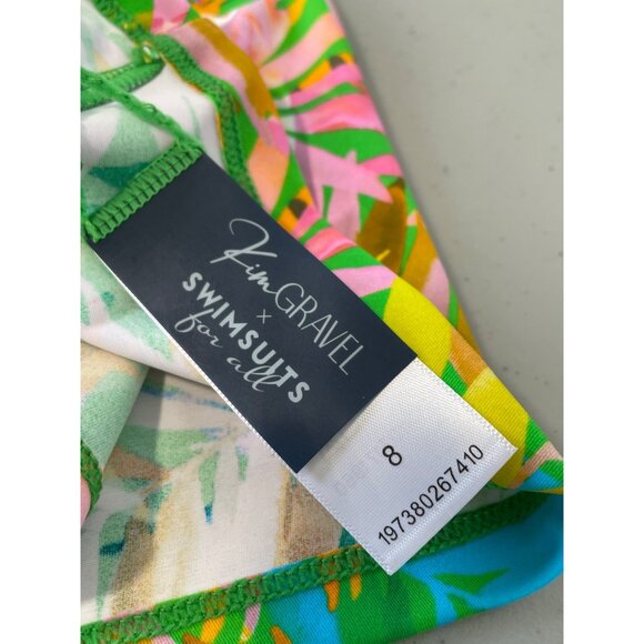 Kim Gravel x Swimsuits For All Zip Front Swim Cardigan Size 8 Caribbean Palms - Picture 5 of 9